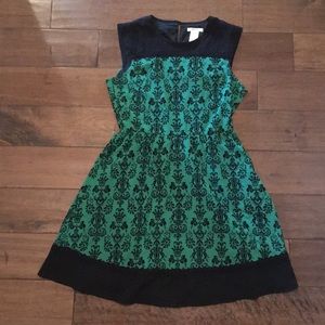 Emerald Brocade-Print Dress